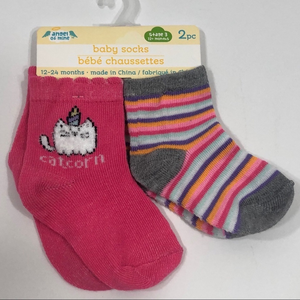 “Angel of Mine” Two Pair Baby Socks